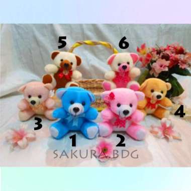 BB7 - Boneka kecil beruang 11cm imut valentine wisuda kado souvenir Pink