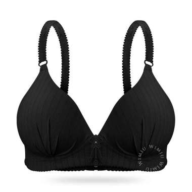 Wimiu BH Wanita Bra Wanita Busa Tipis Tanpa Kawat Katun Jepang Seksi Cup B C Kait 3 100092 Black 36