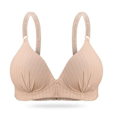 Wimiu BH Wanita Bra Wanita Busa Tipis Tanpa Kawat Katun Jepang Seksi Cup B C Kait 3 100092 Cream 40
