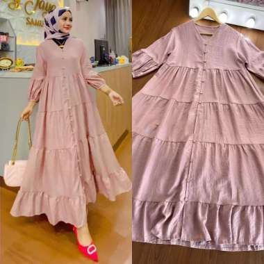 Mini Dress Raisa XL,XXL,XXXL Gamis Polos Gamis Midi Dress Muslimah Dress Katun Rayon Baju Gamis Jumbo Big Size XXL Deep Dusty