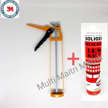 Alat Tembak Lem Kaca Botol Tulang + Lem Kaca Botol Soligen Paket Multicolor