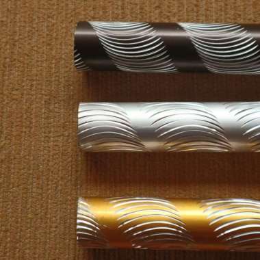 Rel Batang Gorden Minimalis Bulat Rollet Motif Diamond Crystal Silver