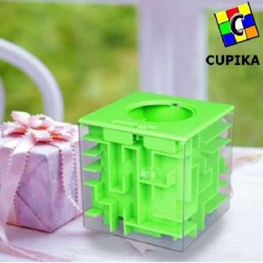 Rubik 3x3 3D MAZE Puzzle Hijau CELENGAN Piggy Bank