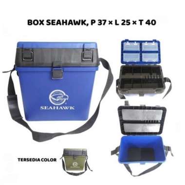 Kotak Pancing tackle box seat box Seahawk kotak perlengkapan pancing Biru
