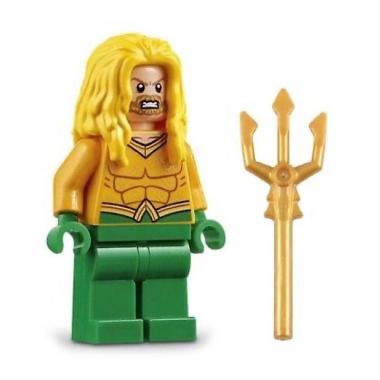 LEGO SH557 - DC Super Heroes Aquaman Minifigure with Trident Warm Gold