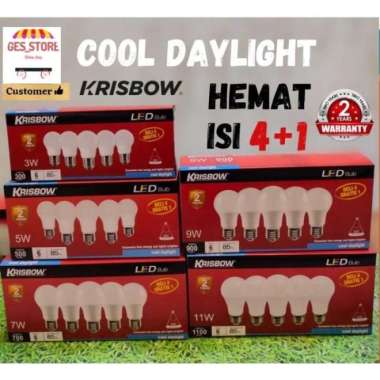 Lampu Bohlam LED KRISBOW 3/5/7/9/11 Watt/ Putih & Kuning/Lampu bohlam Kuning - 5WATT