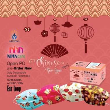 Masker Nian Care 3 Ply Earloop Surgical Disposable Mask Edisi CNY