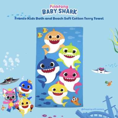 Baby Shark Kids Bath & Beach Soft Cotton Terry Towel / Handuk