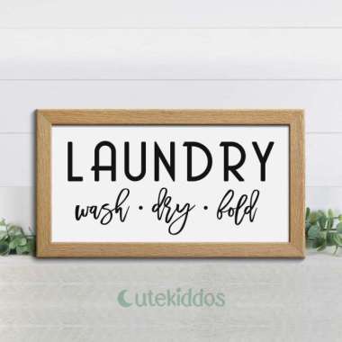 Hiasan Dinding Papan Tanda Laundry Room Signs Wall Decor Quotes Poster Frame Kayu