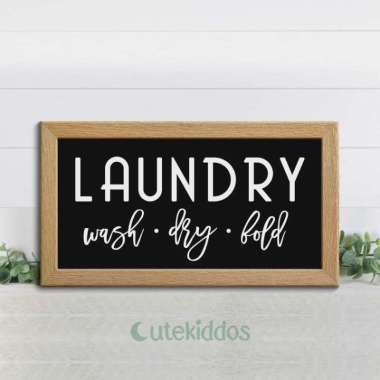 Hiasan Dinding Papan Tanda Laundry Room Signs Wall Decor Quotes Poster Hitam Kayu