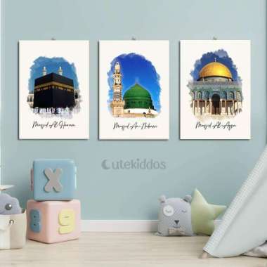Hiasan Dinding Wall Decor Islami Kabah Masjid Al Haram Nabawi Al Aqsa Frameless