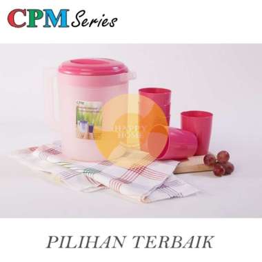 CPM Annabelle Jug Infused Set Plus 5 Cup | Eskan | Teko Air + 5 Gelas Merah Muda