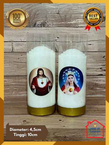 Lilin Doa Gambar Yesus dan Maria (2pcs) | Lilin Gereja | Lilin Rohani