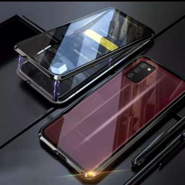 Case Magnetic Samsung A03s Duoble Glass depan belakang full Cover Ori Putih
