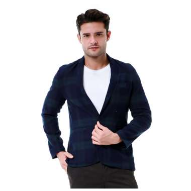 Hamlin Elard Outerwear Pria Blazer Formal Lengan Panjang Plaid Motive Material Wool ORIGINAL - Green