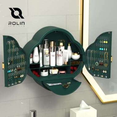 Rak Kosmetik Gantung Dinding Minimalis tempat make up Hijau