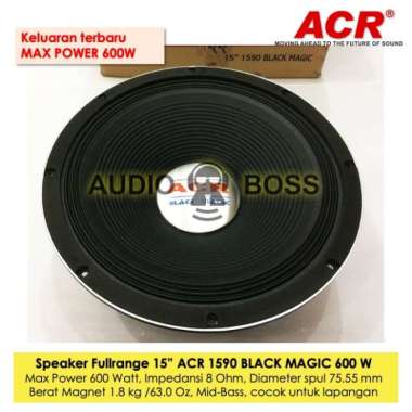Speaker Full Range 15in 15 Inch 15" ACR 1590 Black Magic 500 Watt