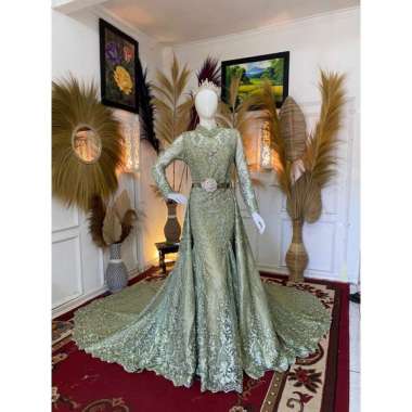 Baju pakaian gaun pengantin busana pernikahan wanita gown dress wedding slim span muslim perempuan h