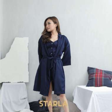 Jaya Hebat Starla Everly Baju Tidur Piyama Kimono 3in1 Set NAVY