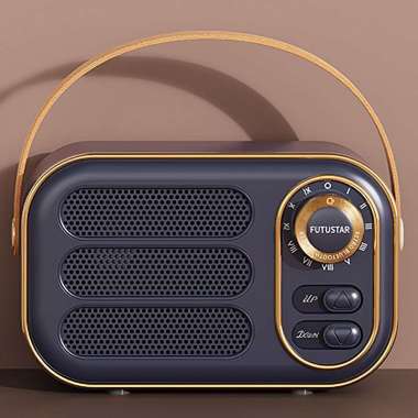 Vintage Speaker Bluetooth Bass Portable Black