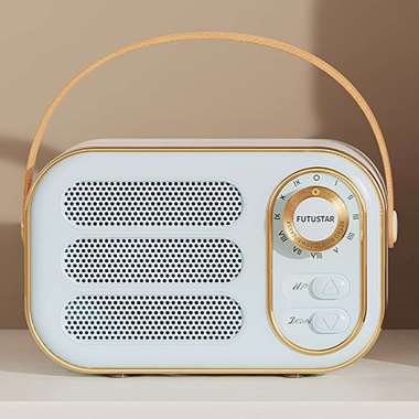 Vintage Speaker Bluetooth Bass Portable White