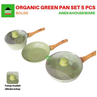 PANCI WAJAN SET ORGANIC GREEN PAN COOKWARE 5 PCS BOLDE