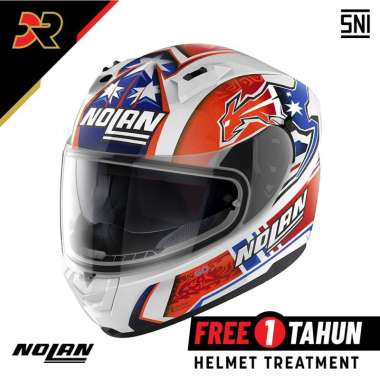 NOLAN N60-6 COL. 050 GEMINI REP C. STONER METAL WHITE HELM MOTOR FULL FACE SNI N606
