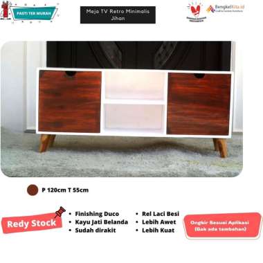 Meja TV Minimalis Jihan | Meja TV Retro | Meja Kayu Jati Belanda Oven | Meja Rak TV Minimalis | Kayu