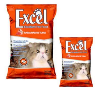 EXCEL 500gr Makanan Kucing anggora persia bentuk segitiga Rasa AYAM DAN TUNA excel orange Excel oren
