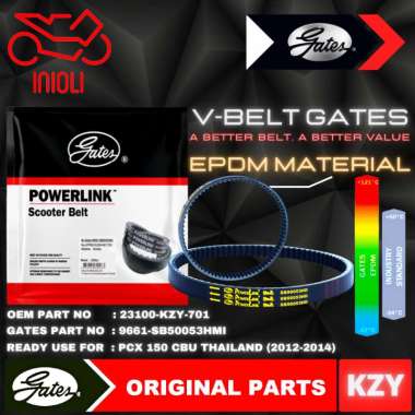 VAN BELT GATES V BELT V-BELT VBELT GATES POWERLINK HONDA PCX CBU 150 THAILAND 23100-KZY-701 ASLI ORI