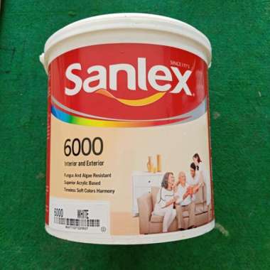 Cat tembok Putih ( White ) merk Sanlex 6000 kemasan 5 kg ( galon )