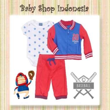 Jumpsuit Set 3in1 Jaket Bayi Jumpsuit Bayi Baseball Style