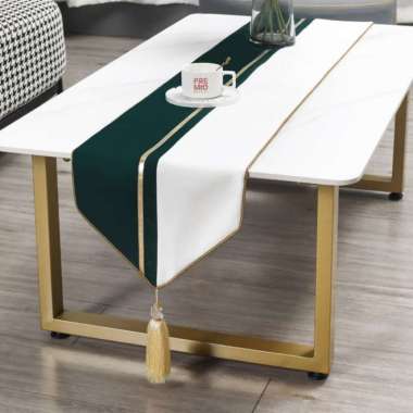 PREMIO Table Runner Alas Taplak Meja Panjang Ruang Makan Tamu Mewah warna CREAM 210 CM