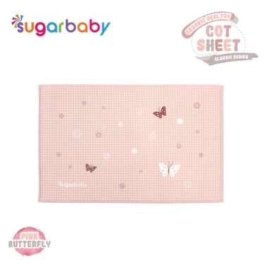 SugarBaby Organic Healthy Cot Sheet /Perlak Karet Organik Pink Butterfly