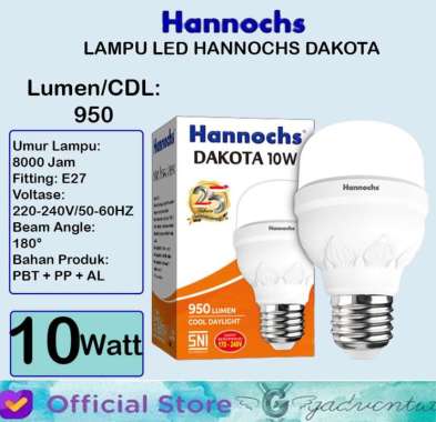 Hannochs Dakota Lampu LED Bohlam Bulb Tabung 10W 10 WATT Cahaya Putih