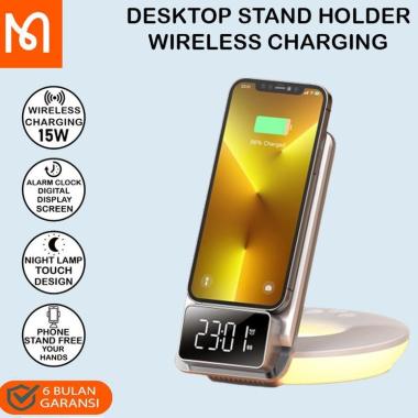 MCDODO Wireless Desktop Charger iPhone 13 Pro Max With Alarm Clock WHITE