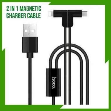 Hoco X12 Magnetic 2 in 1 Kabel Charger Lightning + Micro USB