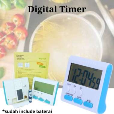 OEM Digital Timer Alarm Masak Kopi Kue Coffee Dapur Jam Menit Detik putih biru