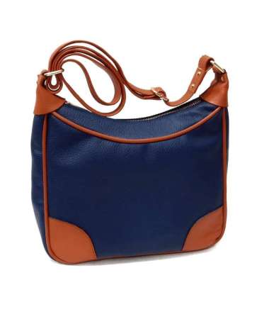 Tas Wanita bahu Selempang [Kulit Asli Garut] size M BIRU DONGKER