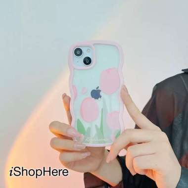 Casing iPhone 14 Pro Max Plus Soft Case Flowery Silikon Lucu Cute 14 Pro Max Pink