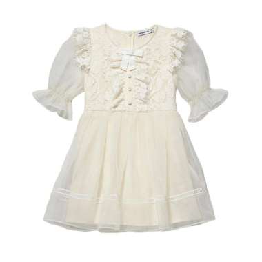 [12.12 Dealcember] Self Portrait Kids Organza Puff Sleeve Mini Dress Ivory 7-8