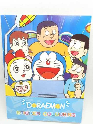 Stiker Colouring Book Lucu Import / Buku Stiker Mewarnai Doraemon