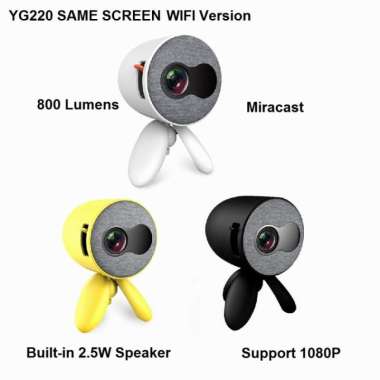 YG220S WIFI MIRRORING Proyektor Mini Projector 800 Lumens Alt YG300 Hitam