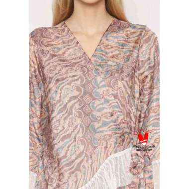 Batik Etniq Craft Vegata Baju AtasanBatik Wanita Batik Viscose Kimono Tile Set Masker-Purple