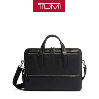 TUMI Harrison Harrow Double Zip Brief Leather - Black BLACK