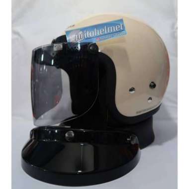 Cargloss Retro Cream Flat Visor Bogo dan Injak M Helm Saja