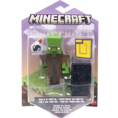 Mainan Anak Minecraft Steve Zombie Wolf Enderman Build A Portal Mattel Zombie Villager