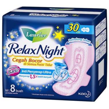 Promo Harga Laurier Relax Night 30cm 8 pcs - Blibli