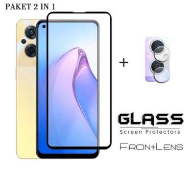 Paket 2in1 Tempered Glass Layar Full Oppo Reno 7z / 8z 2022 Free Lensa Camera Oppo Reno 8z