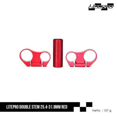 DELTACYCLES - LITEPRO DOUBLE STEM 25.4-31.8MM RED